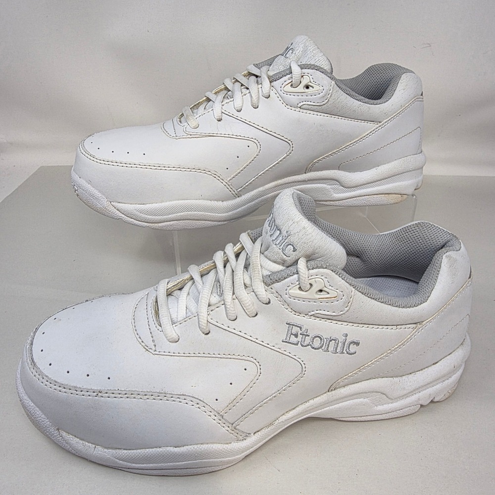 Etonic Steel Toe Shoes Women 10 D (WIDE) White Leather Slip Resistant Sneakers